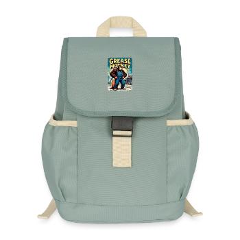 GreaseMonkey Retro Street Art - Kinder Recycelter Rucksack - Nebelgrün - Vorne
