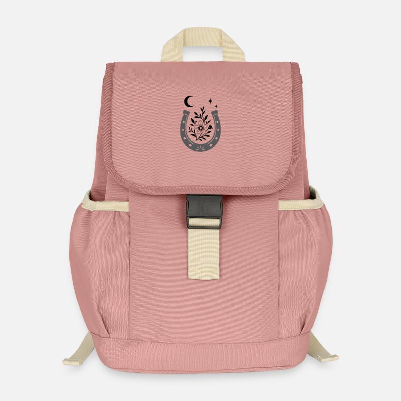 Fer à cheval avec fleur et lune - Lucky Design - Sac à dos enfant recyclé - rose poudré