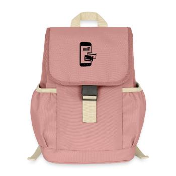 Telefon mit Warenkorb und Kreditkarte - Kinder Recycelter Rucksack - Altrosa - Vorne