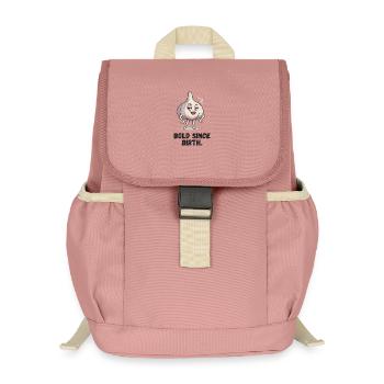 Caricature de la dame à l’ail - Courage depuis la naissance - Sac à dos enfant recyclé - rose poudré - Devant