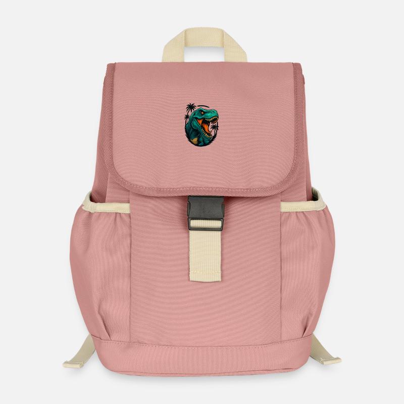Neon Dino Jungle Head - Kids’ Recycled Backpack - canyon pink
