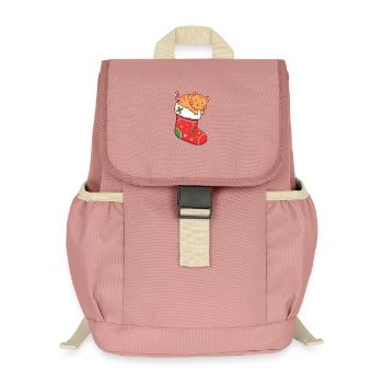 Kuschelkater im festlichen Stiefel - Kinder Recycelter Rucksack - Altrosa - Vorne
