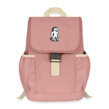 Power Unicorn Maskottchen starkes athletisches Design - Kinder Recycelter Rucksack - Altrosa - Vorne