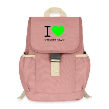 I LOVE VEGETARIAN Vegetarisch Vegetarier - Kinder Recycelter Rucksack - Altrosa - Vorne