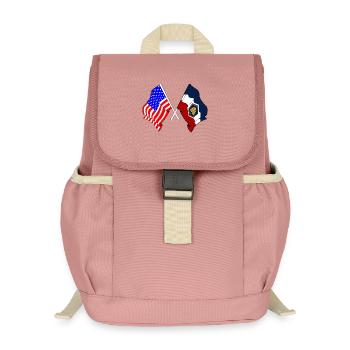Drapeau des États-Unis et de l’État de l’Utah croisé - Sac à dos enfant recyclé - rose poudré - Devant