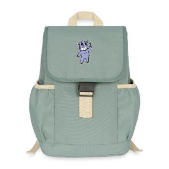 Hippo with toothbrush - Kids’ Recycled Backpack - stonewash green - Front