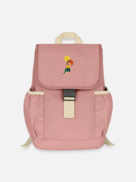 Pumuckl Design Mit Gelber Blume - Kinder Recycelter Rucksack - Altrosa