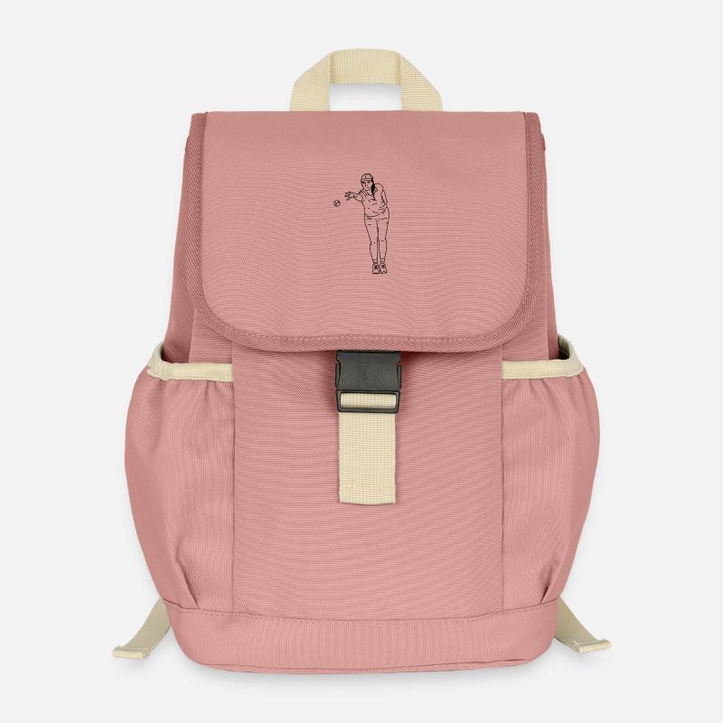 Petanque Spielerin Rechtshänderin - Kinder Recycelter Rucksack - Altrosa