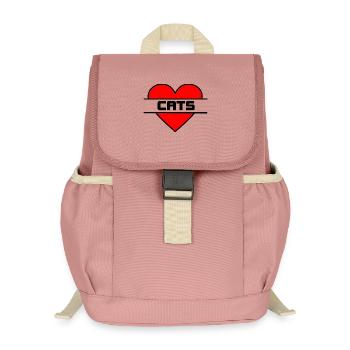 Herz Ich liebe Katzen - Kinder Recycelter Rucksack - Altrosa - Vorne