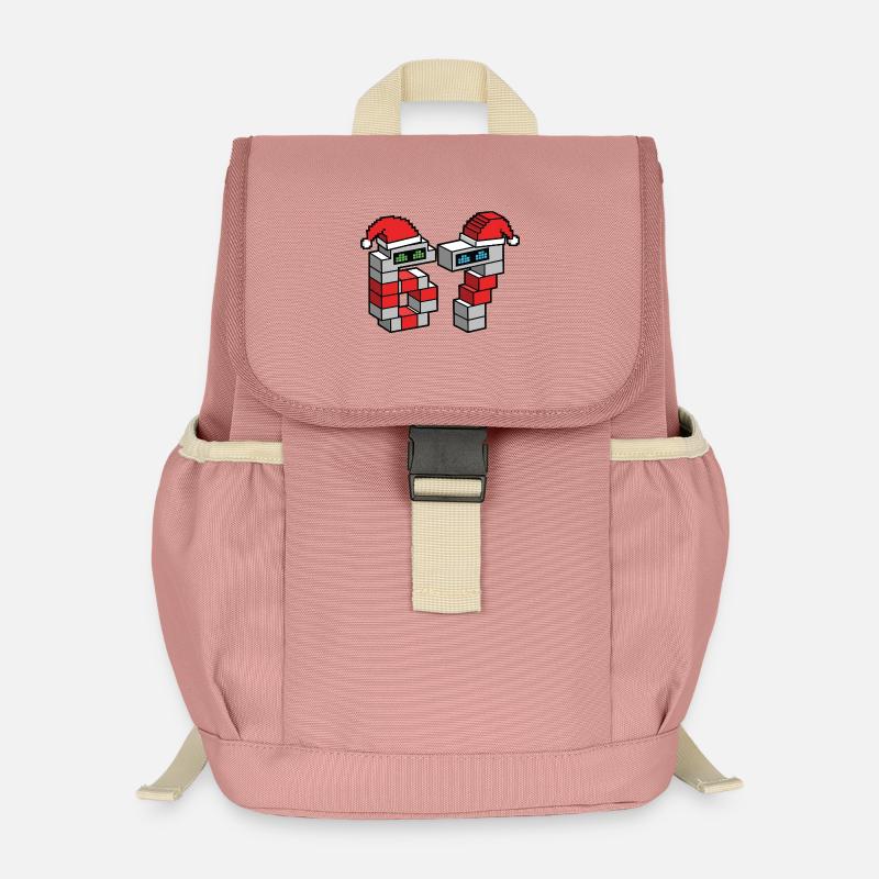 Pixel Robo Santa Duo 67 Meme - Kinder Recycelter Rucksack - Altrosa