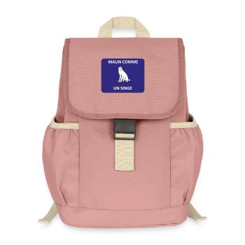 Malin comme un singe - Sac à dos enfant recyclé - rose poudré - Devant