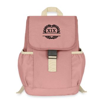 Nineteen years, in Latin numerals laurel wreath - Kids’ Recycled Backpack - canyon pink - Front