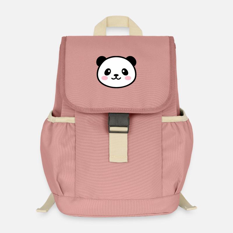 Kawaii Panda Gesicht - Kinder Recycelter Rucksack - Altrosa
