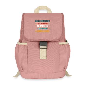 Before You Bother Me Tech Checks - Kids’ Recycled Backpack - canyon pink - Front