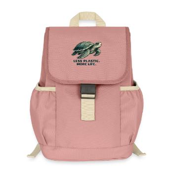 Moins de plastique, plus de vie : design de tortues - Sac à dos enfant recyclé - rose poudré - Devant