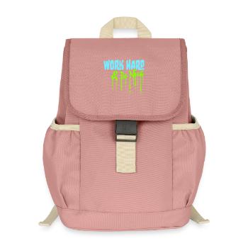 Work Hard Be Nice Motivation Positive Spirit Quote - Kids’ Recycled Backpack - canyon pink - Front