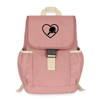 Cœur + Ping-Pong – La passion du tennis de table - Sac à dos enfant recyclé - rose poudré - Devant