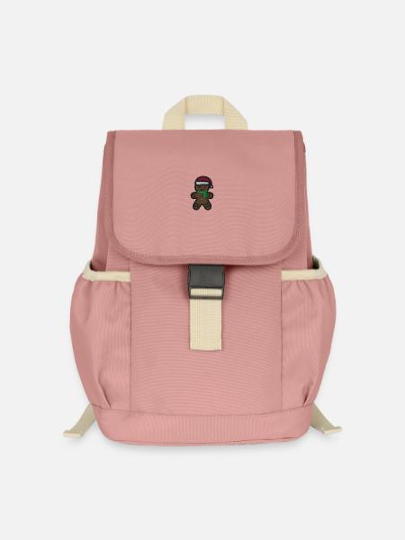 Weihnachts-Lebkuchenmann bestickt - Kinder Recycelter Rucksack - Altrosa