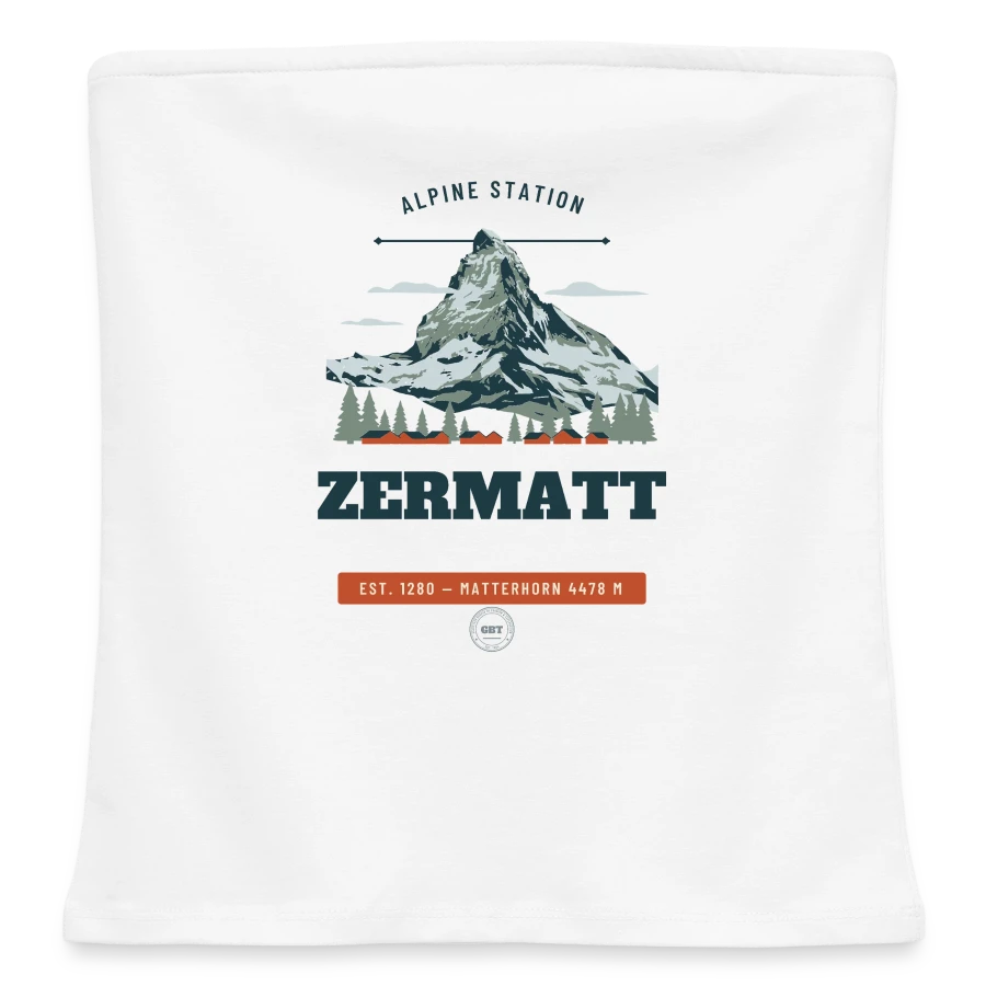 Zermatt badge on a women's organic bandeau top, white