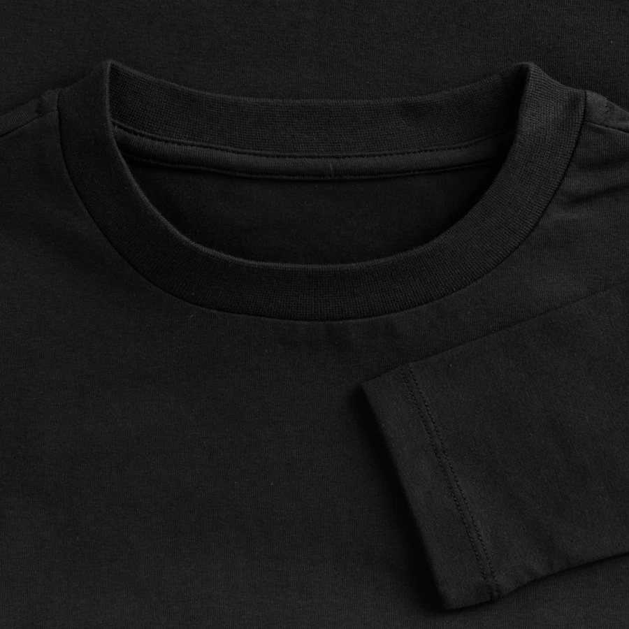 Lucerne badge on a slim fit women's organic longsleeve, black, neck label