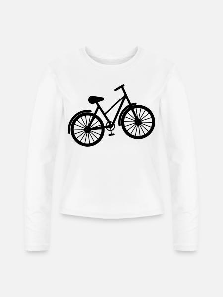 Fahrrad - Slim Fit Frauen Organic Langarmshirt - Weiß