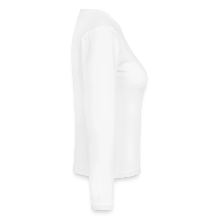 Pompeii badge on a slim fit women's organic longsleeve, white, right