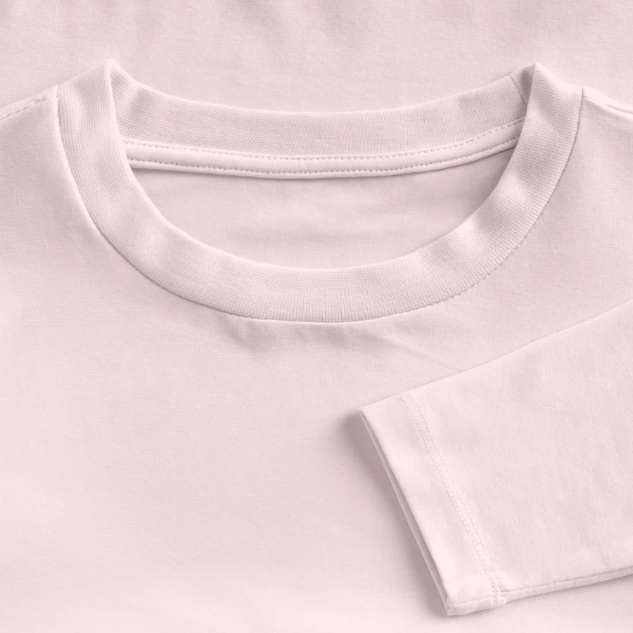Zurich badge on a slim fit women's organic longsleeve, powder pink, neck label