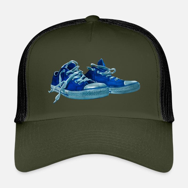 Blauer Sneaker Druck  - Kinder Trucker-Cap - Olive/Schwarz