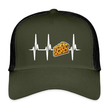 J’adore le fromage - Casquette trucker enfant - olive/noir - Devant