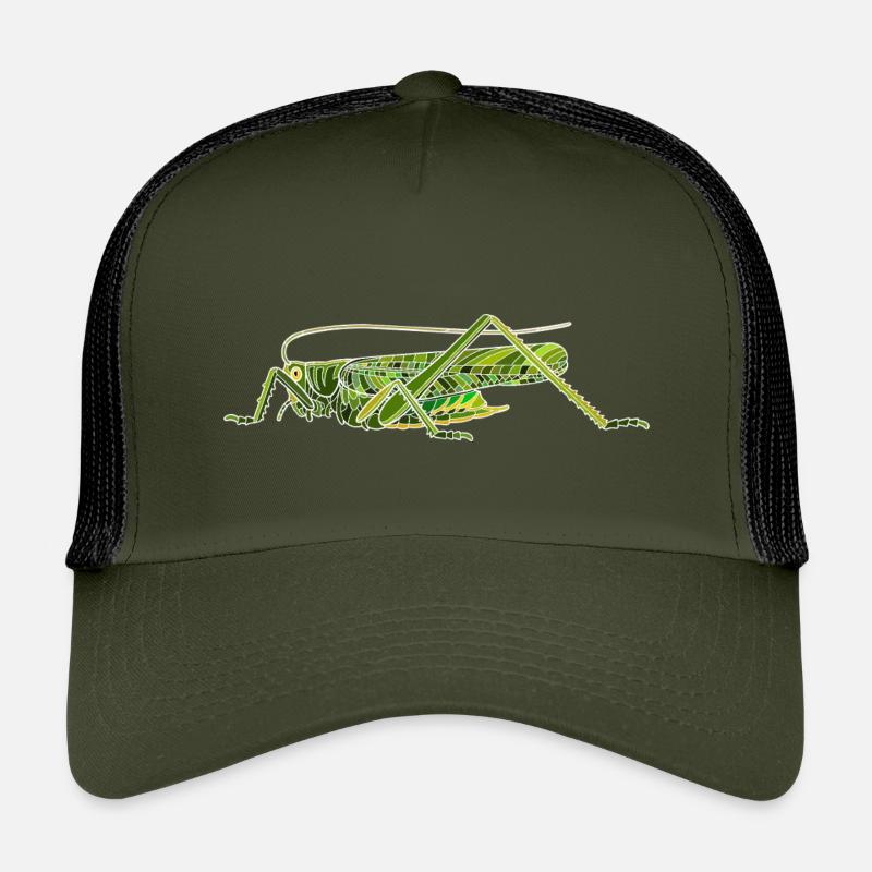 großes grünes Heupferd - Kinder Trucker-Cap - Olive/Schwarz