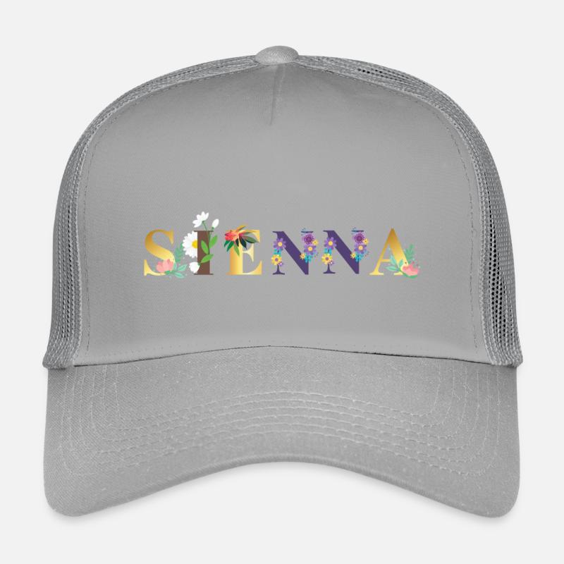 SIENNA Name Art avec fleurs brodées Casquette trucker enfant