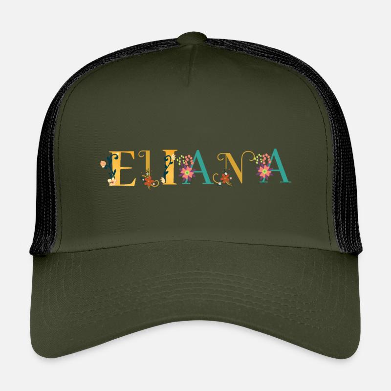 Art du nom ELIANA avec des fleurs brodées Casquette trucker enfant