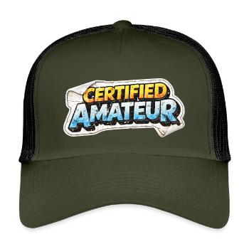 T-shirt autocollant amateur certifié - Casquette trucker enfant - olive/noir - Devant
