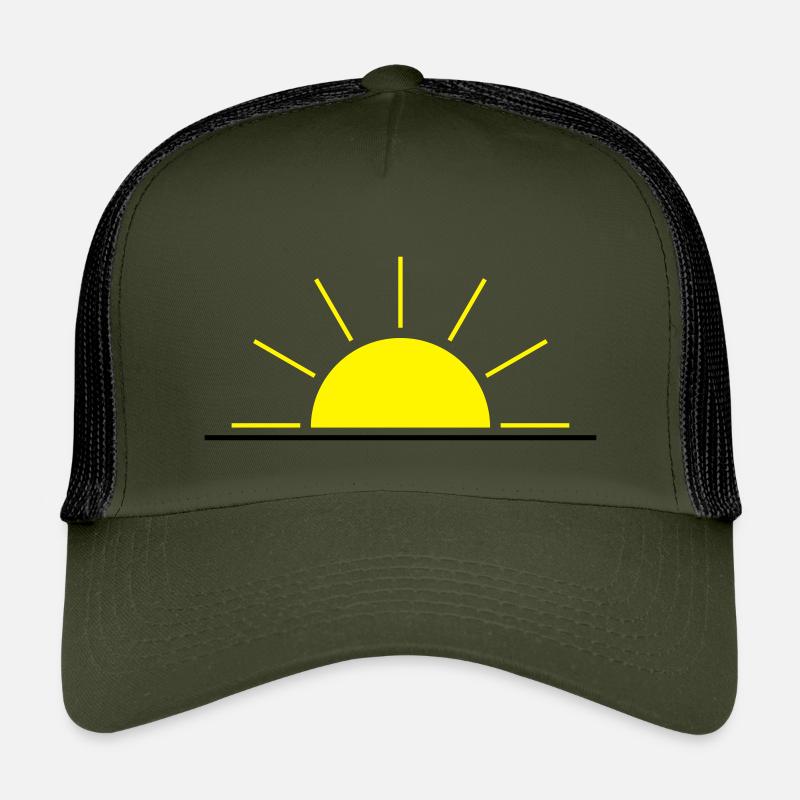 Sonnenaufgang oder Sonnenuntergang gelb - Kinder Trucker-Cap - Olive/Schwarz