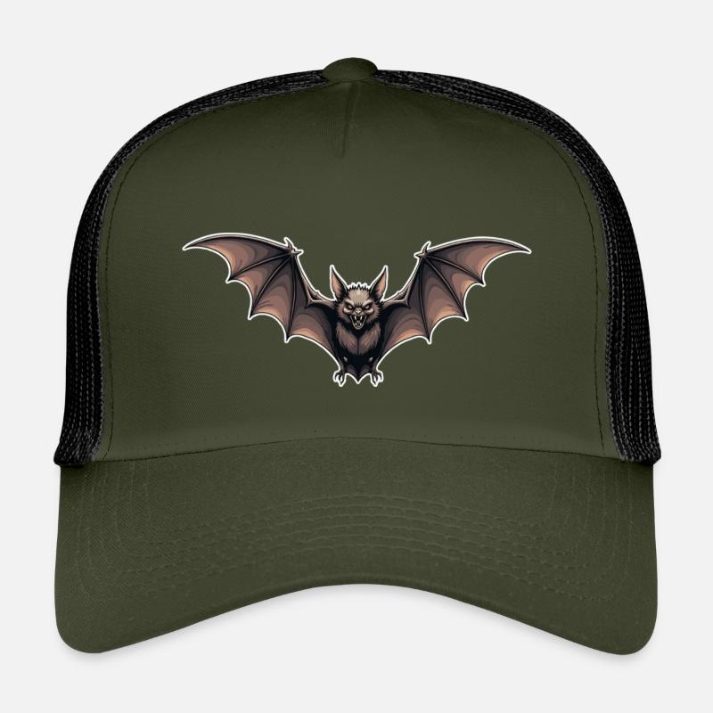 Bat Night Flight Emblem - Kids’ Trucker Cap - olive/black