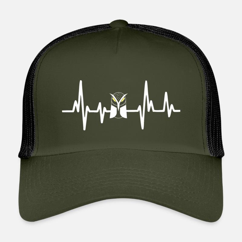 Eulen Herzschlag - Kinder Trucker-Cap - Olive/Schwarz