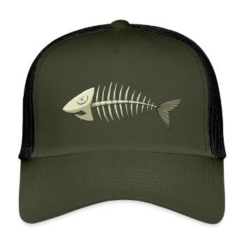 fish bone - Kids’ Trucker Cap - olive/black - Front