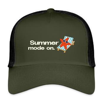 Summer Mode On – Retro Holiday Illustration - Kids’ Trucker Cap - olive/black - Front