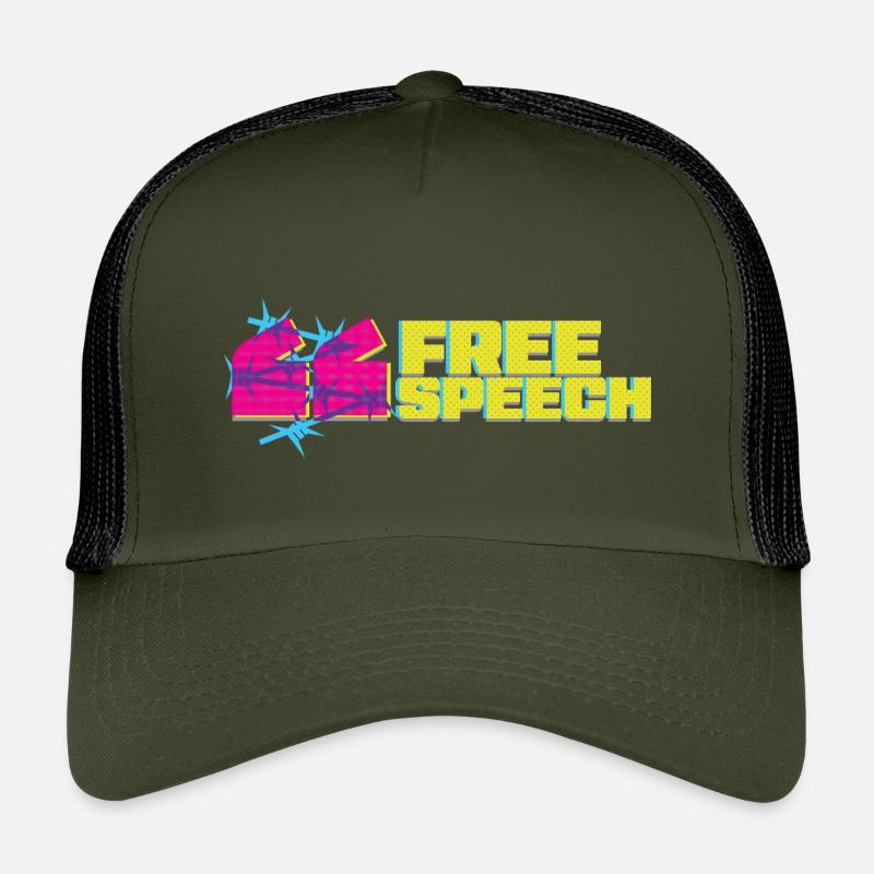 Lebendiges Graffiti-T-Shirt-Design mit freier Rede - Kinder Trucker-Cap - Olive/Schwarz