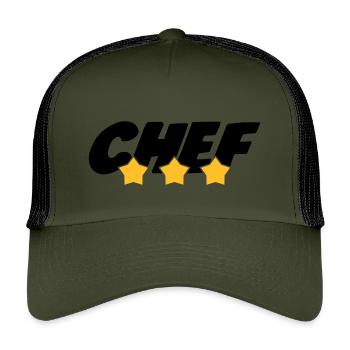 Chef - Cuisine - Patron - Boss - Cooking - Food - Kids’ Trucker Cap - olive/black - Front