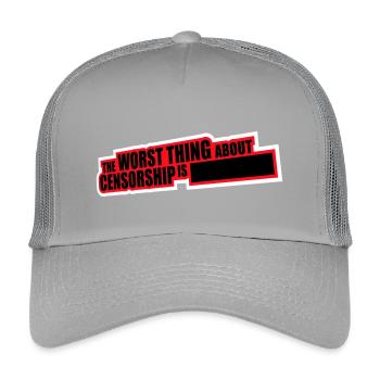 The Worst Thing About Censorship Is Lustig Ironie - Kinder Trucker-Cap - Hellgrau - Vorne