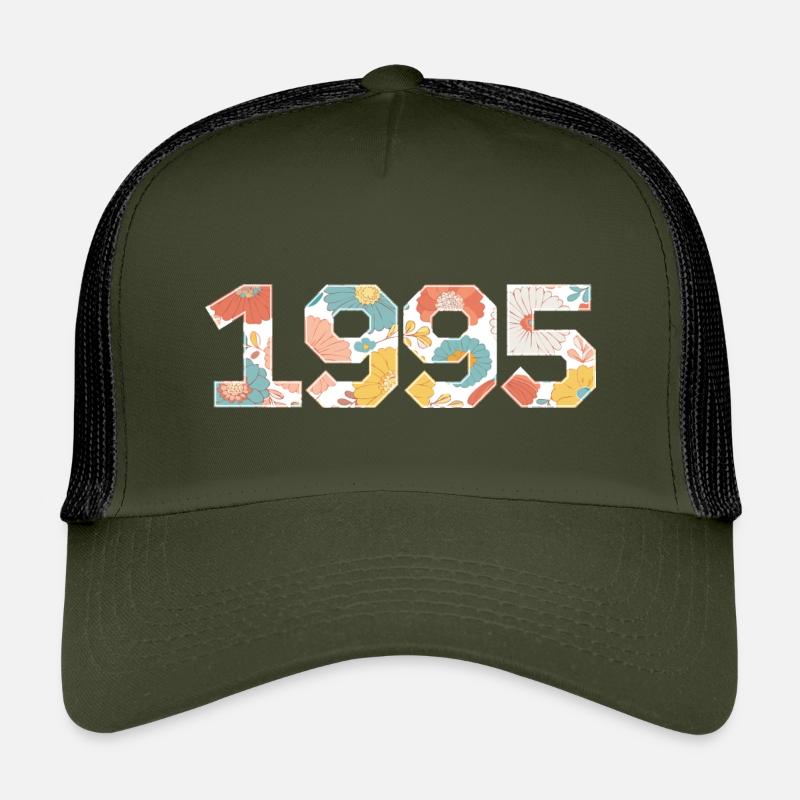 Blumen 1995 - 30-jähriges Jubiläum - Kinder Trucker-Cap - Olive/Schwarz