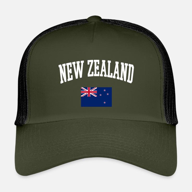 NEUSEELAND Flagge Sweatshirt T-Shirt - Kinder Trucker-Cap - Olive/Schwarz