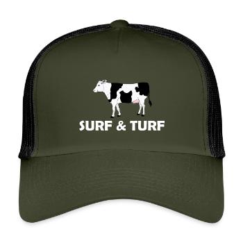 SURF & TURF - Kids’ Trucker Cap - olive/black - Front