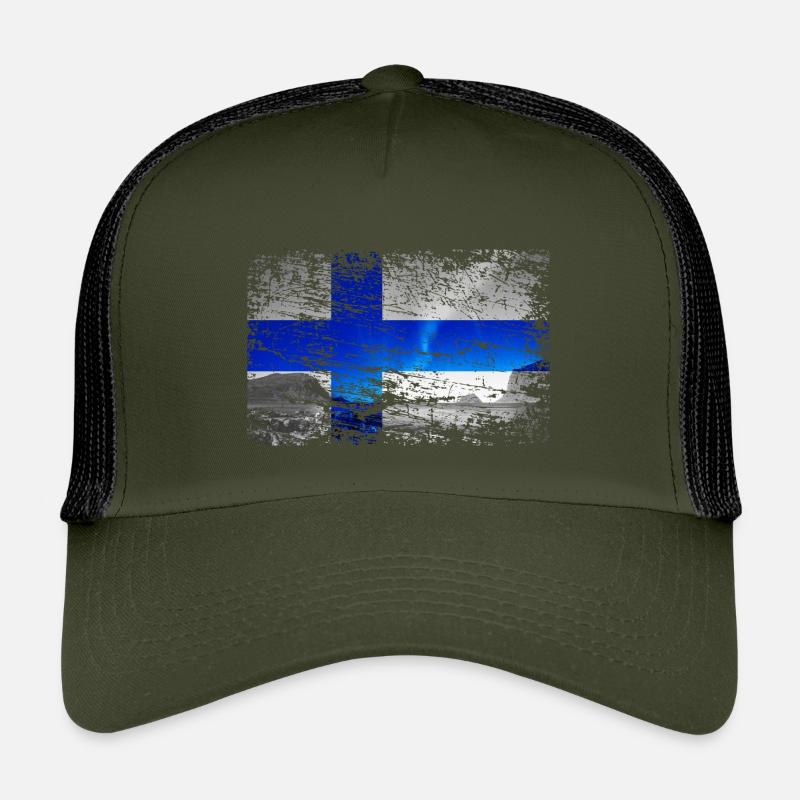 Finlande avec des aurores boréales dans un style vintage Casquette trucker enfant