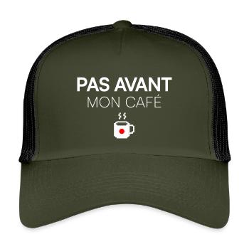 NOT BEFORE MY COFFEE. | Morning Humor - Kids’ Trucker Cap - olive/black - Front