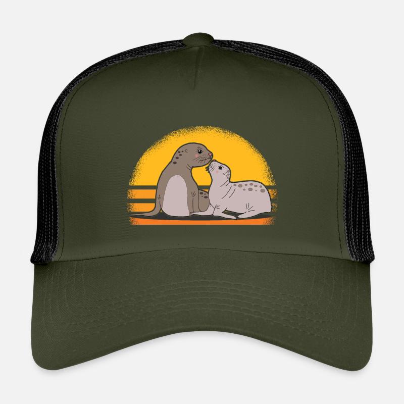 Robbe mit Baby niedliche Seehunde Robben Geschenk Kinder Trucker-Cap