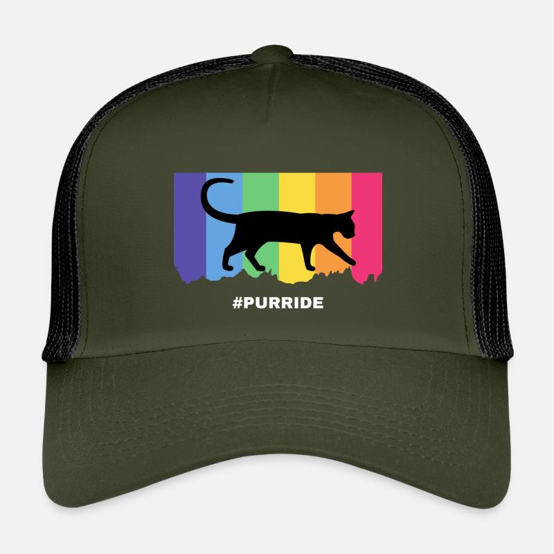 Silhouette de chat Purride sur des rayures arc-en-ciel Casquette trucker enfant