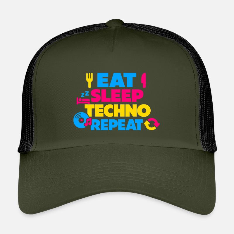 Eat Sleep Techno Repeat Color Explosion Kids’ Trucker Cap