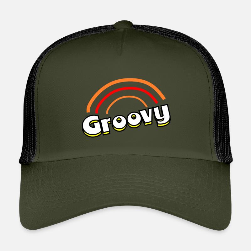 Groovy 70er Jahre - Kinder Trucker-Cap - Olive/Schwarz